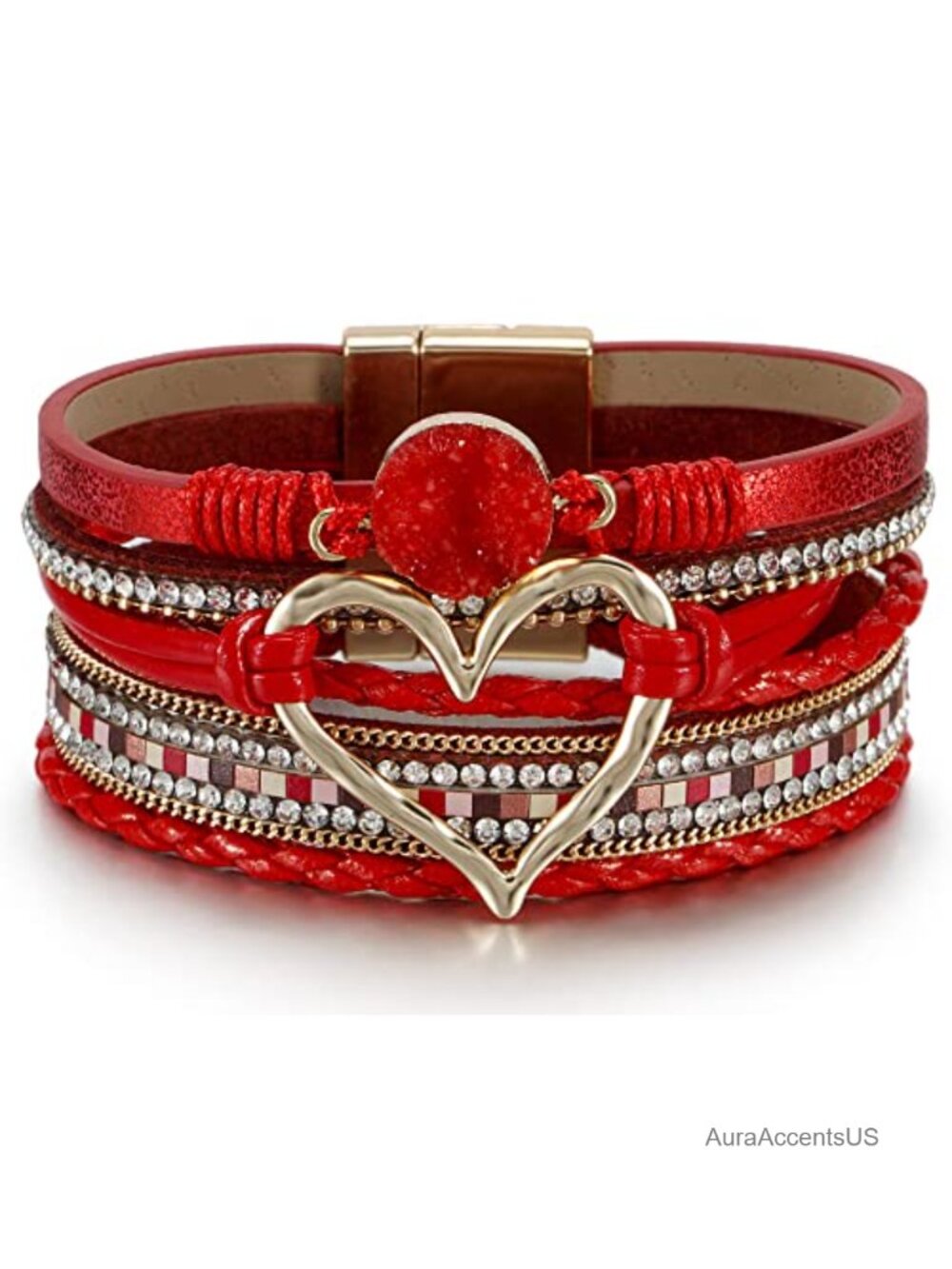 Faux Leather Wrap Bracelet Boho Western Stacked Cuff Jewelry